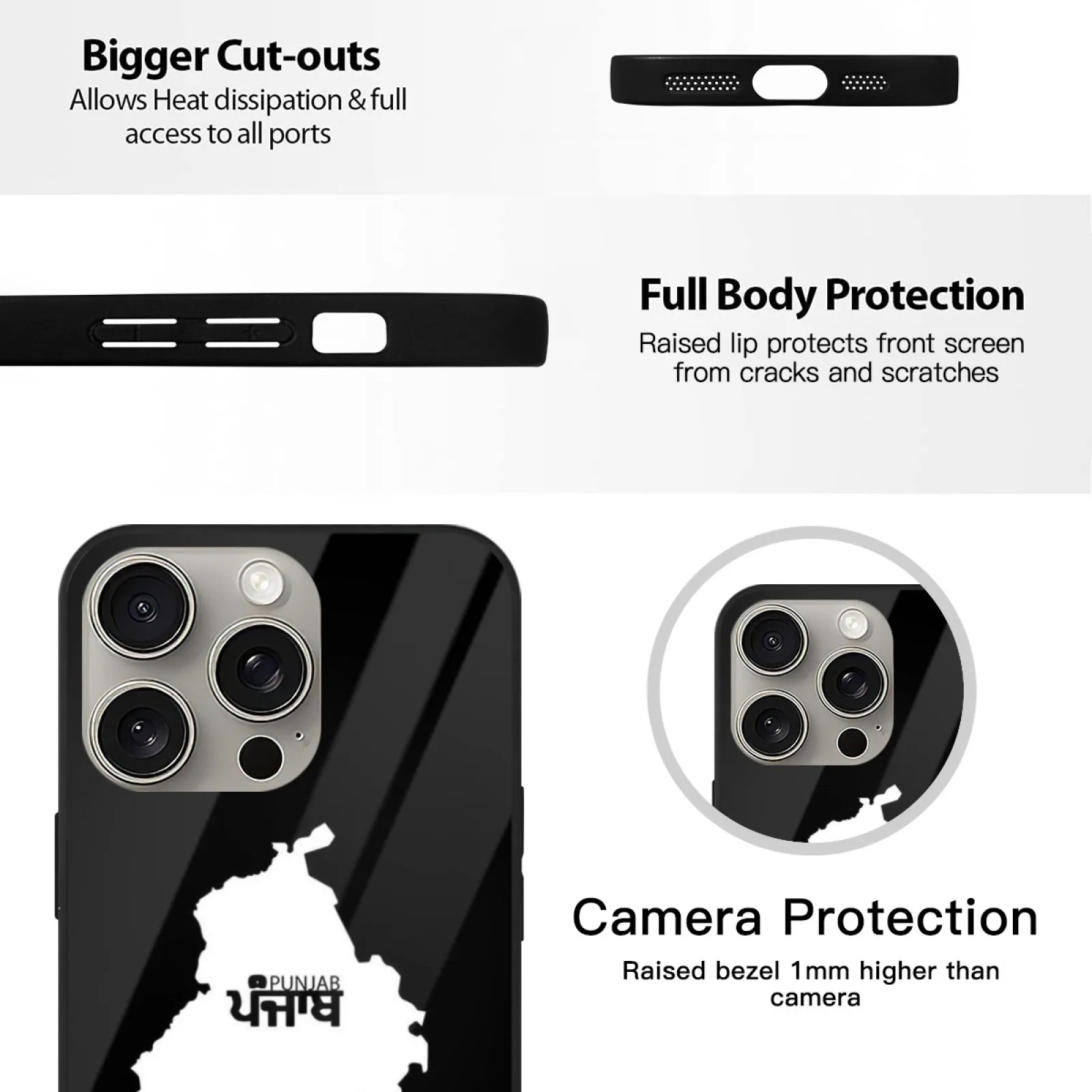 حافظة هاتف البنجاب لهاتف آيفون 16 برو ماكس 15 14 13 Mini 11 12 Xs Xr 7 8 حافظات سوداء البنجاب البنجاب الحب ملكة جمال Gurmukhi Chandigarh