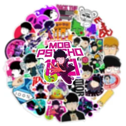 50pcs Mob Psycho 100 Cartoon Stickers Laptop Skateboard Refrigerator Guitar DIY Waterproof Stickers Decoration Supplies