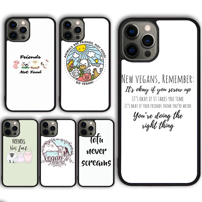 

Чехол для телефона Go Vegan Food Vegetarians VEGGIE Quotes для iPhone 17 Air 16 16e 15 13 14 11 12 Pro Max Plus coque fundas
