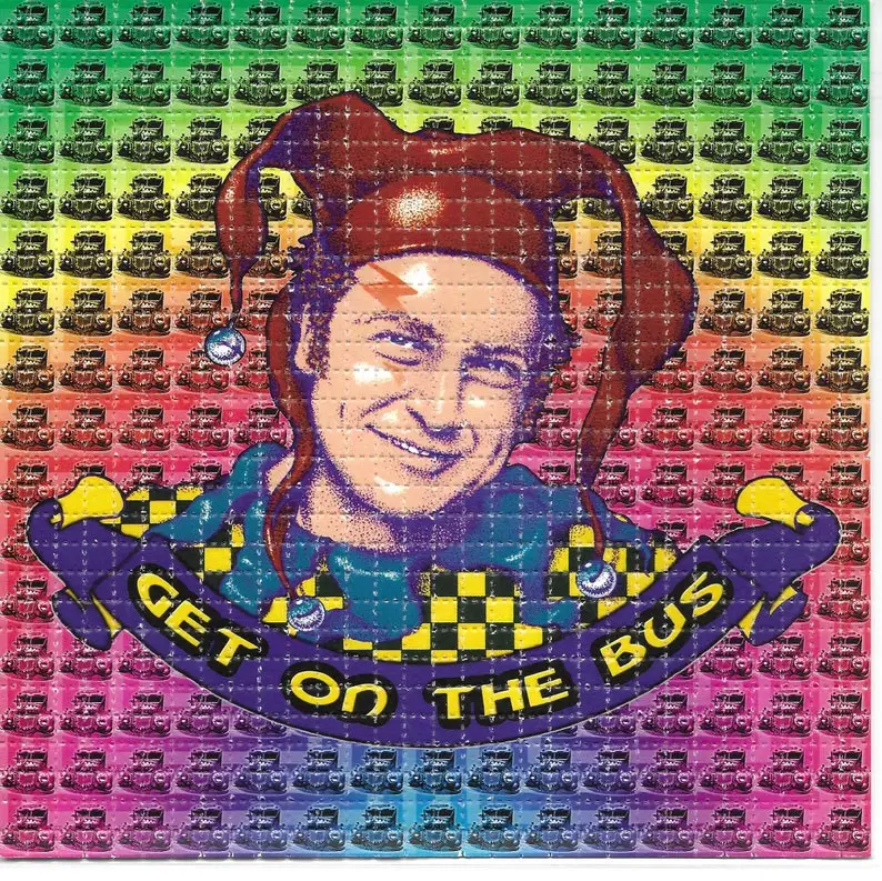 

Get On the Bus Psychedelic LSD Acid Free Blotter Art Print Trippy Perforated Paper Paint Printing Decoration Wall Picture Image