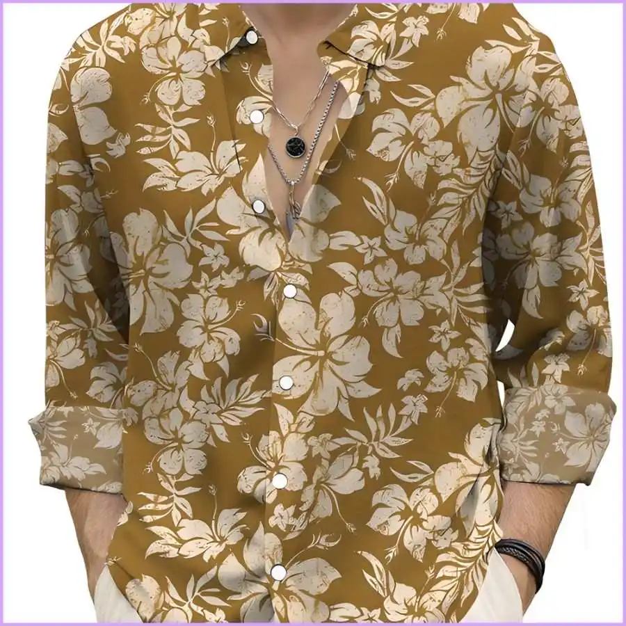 

Men's plus Size Shirt Top 25 Cross Autumn Digital Print Floral Short Sleeve Ice Sensation Standard Fit Youthful Cotton Blend