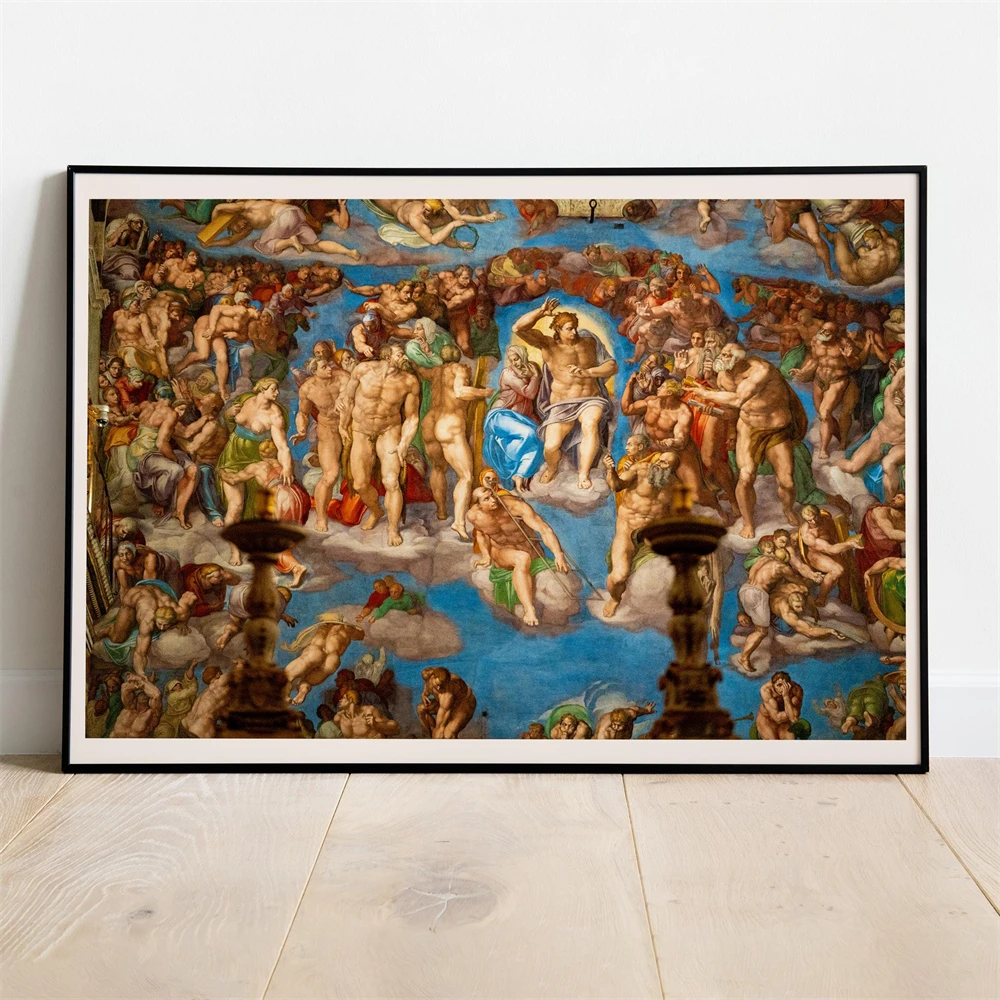 Oil Painting The Last Judgement Print Michelangelo Sistine Chapel Fresco Renaissance Art Canvas Painting Poster Gallery Decor