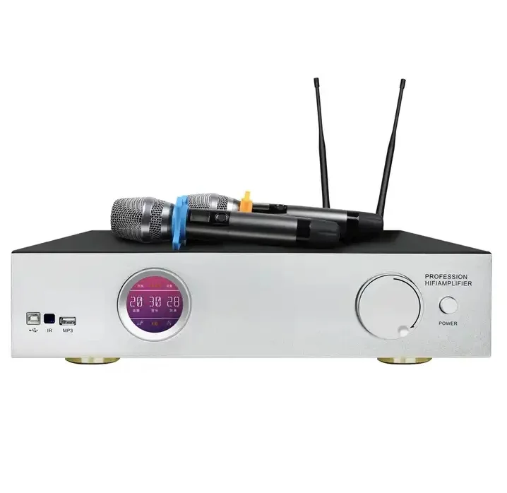 

DK-450 Touch Screen 750W*2 Channel Karaoke Power Amplifier Professional Audio Amplifier with UHF Wireless Mic USB MP3 BT HD-MI