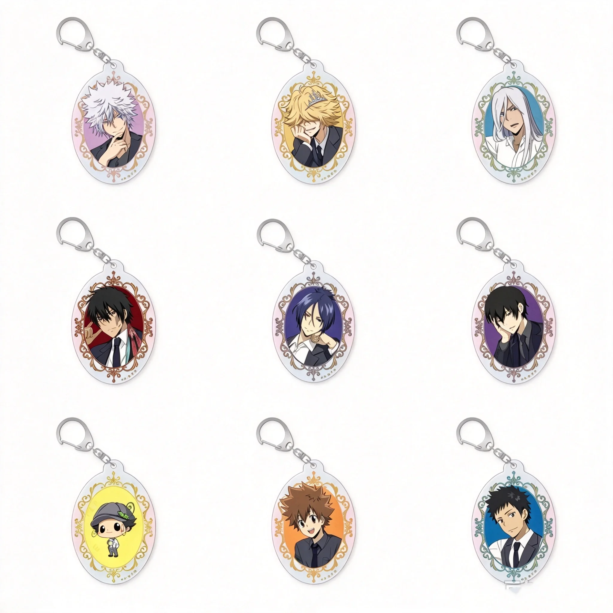 Anime Katekyo Hitman Reborn! Reborn Tsunayoshi Sawada Seated Gaze Ver Circle Acrylic Pendant Keychains Bag Decorations