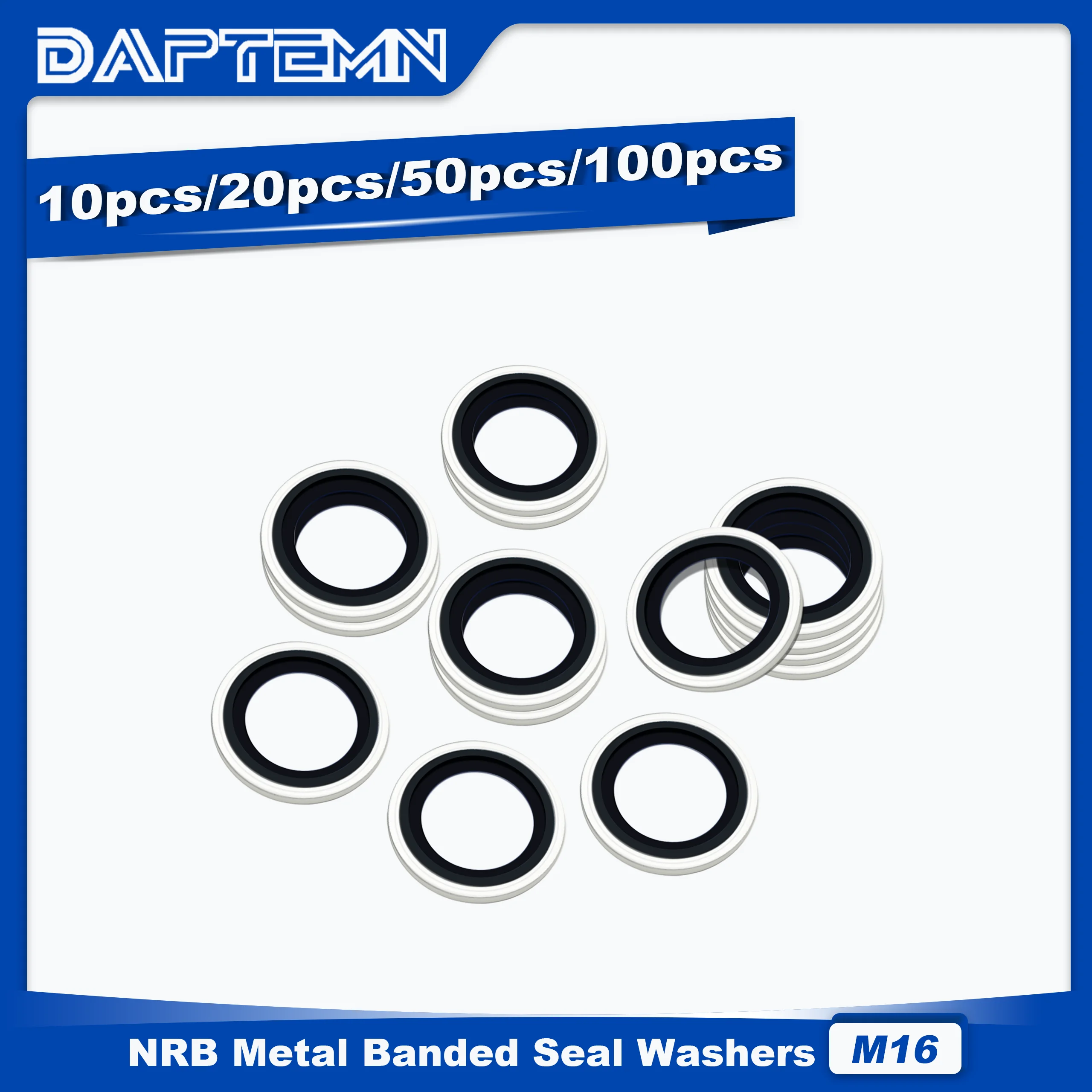 

M16 Bonded Sealing Washers, NBR Zinc-Plated Automotive Self-Centred Seal Rubber Washer, Crash Washers 10PCS 20PCS 50PCS 100PCS