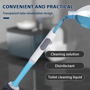 Silikonový toaletní kartáč s vodním postřikem a nástěnným prodyšným silikonovým kartáčem TPR s dlouhou rukojetí 40 cm, příslušenství pro čištění koupelny 8 nejlepší prodej silikonové toaletní kartáče - №8