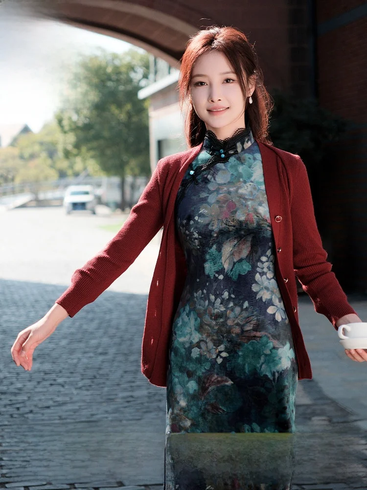 

Ele Slimming Knitted Sweater Coat Rose Design Commute Sle Women's Faion Outerwear Spring New Arrivals E.Beau