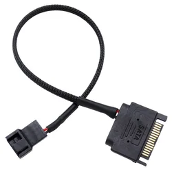 Cavo di alimentazione Splitter per ventola di raffreddamento da 27cm con maniche nere da 12V SATA a connettore multiporta a 3/4pin per PC Computer Molex IDE