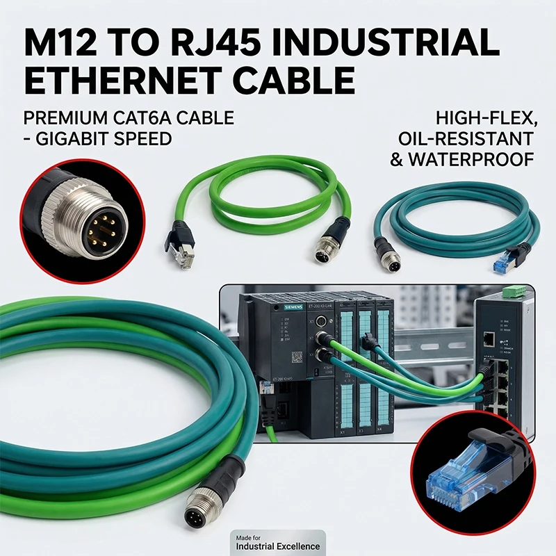 M12X-Shape to RJ45 8Pin Industrial Connector -8P X-Type Coding Wire Line Gigabit Ethernet Data Transmission Network Cable