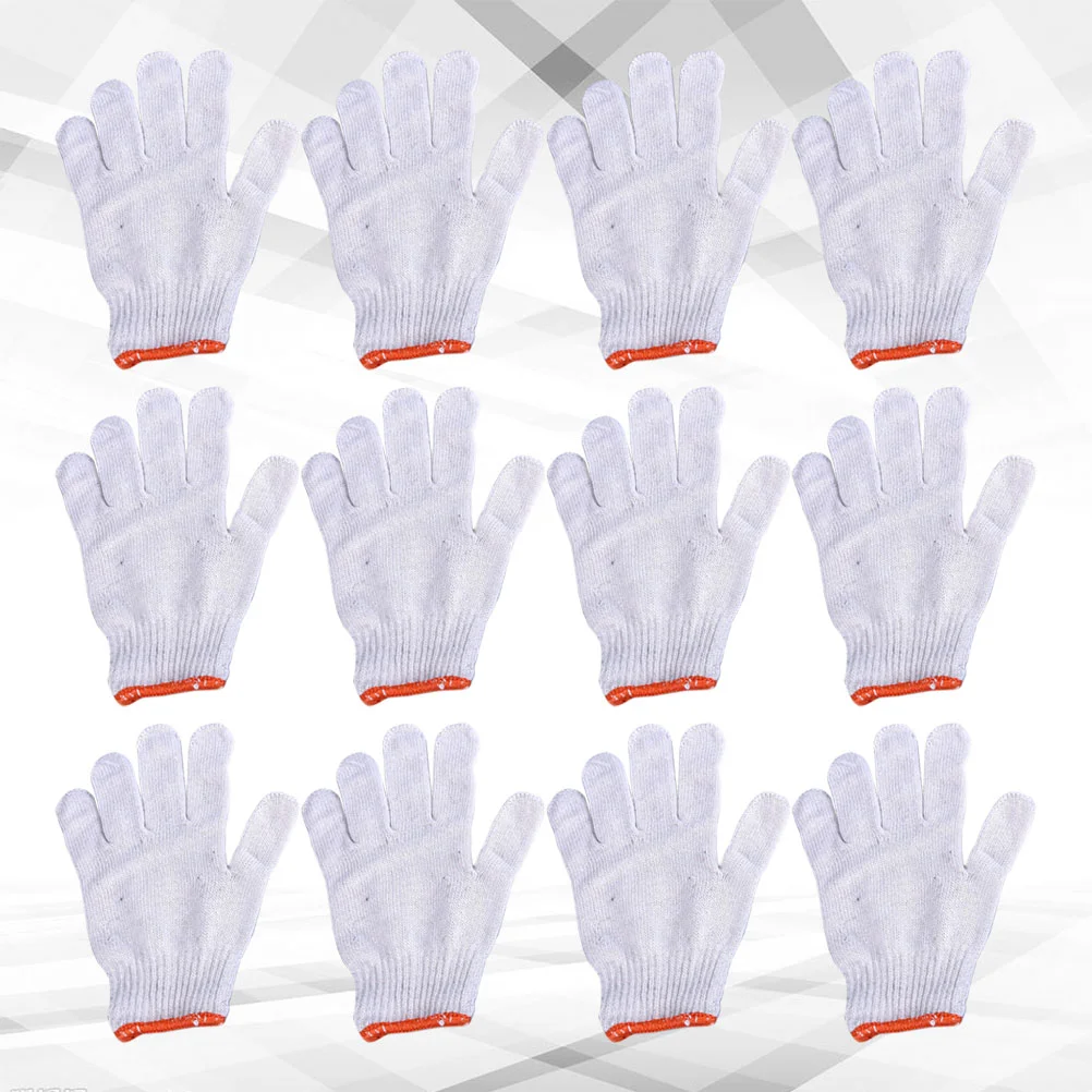 12 Uds. Guantes de protección laboral, guantes protectores para mecánicos de sitio de construcción de hilo de algodón resistentes al desgaste para hombre y mujer (600 gramos de