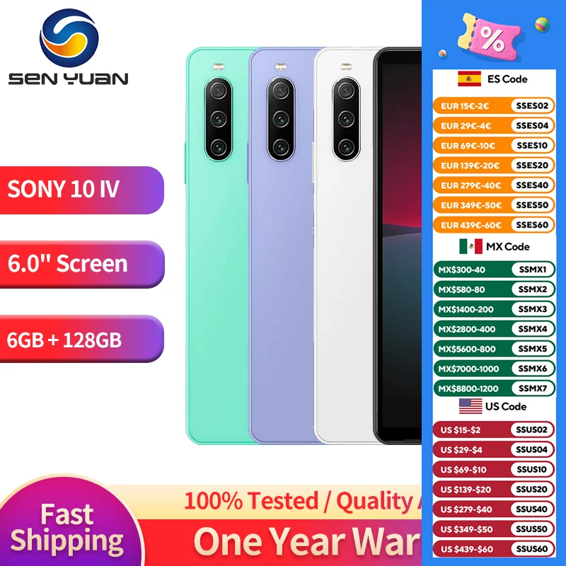 

Sony Xperia 10 IV 6.0" 5G Snapdragon 695 6GB RAM 128GB ROM Japanese Version OLED Octa Core NFC 10vi Original 5G Android Phone