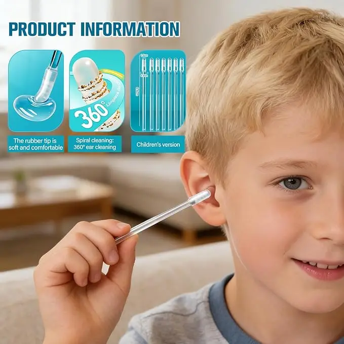 24Pcs Disposable Silicone Ear Wax Remover Safe Sticky Ear Pick for Kids Adults Reusable Ear Cleaner Adhesive Earpick Swabs Tools