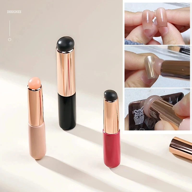 1 Pc Reusable Nail Art Silicone Applicator Stick Pigment Dust Applying Gradient Shading Pen Easy-Smudge Powder Nail Brushes Tool