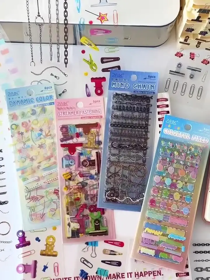 

6 шт. мультяшных наклеек-индексов, милые декоративные этикетки для скрапбукинга, дневников, альбомов и рукоделия