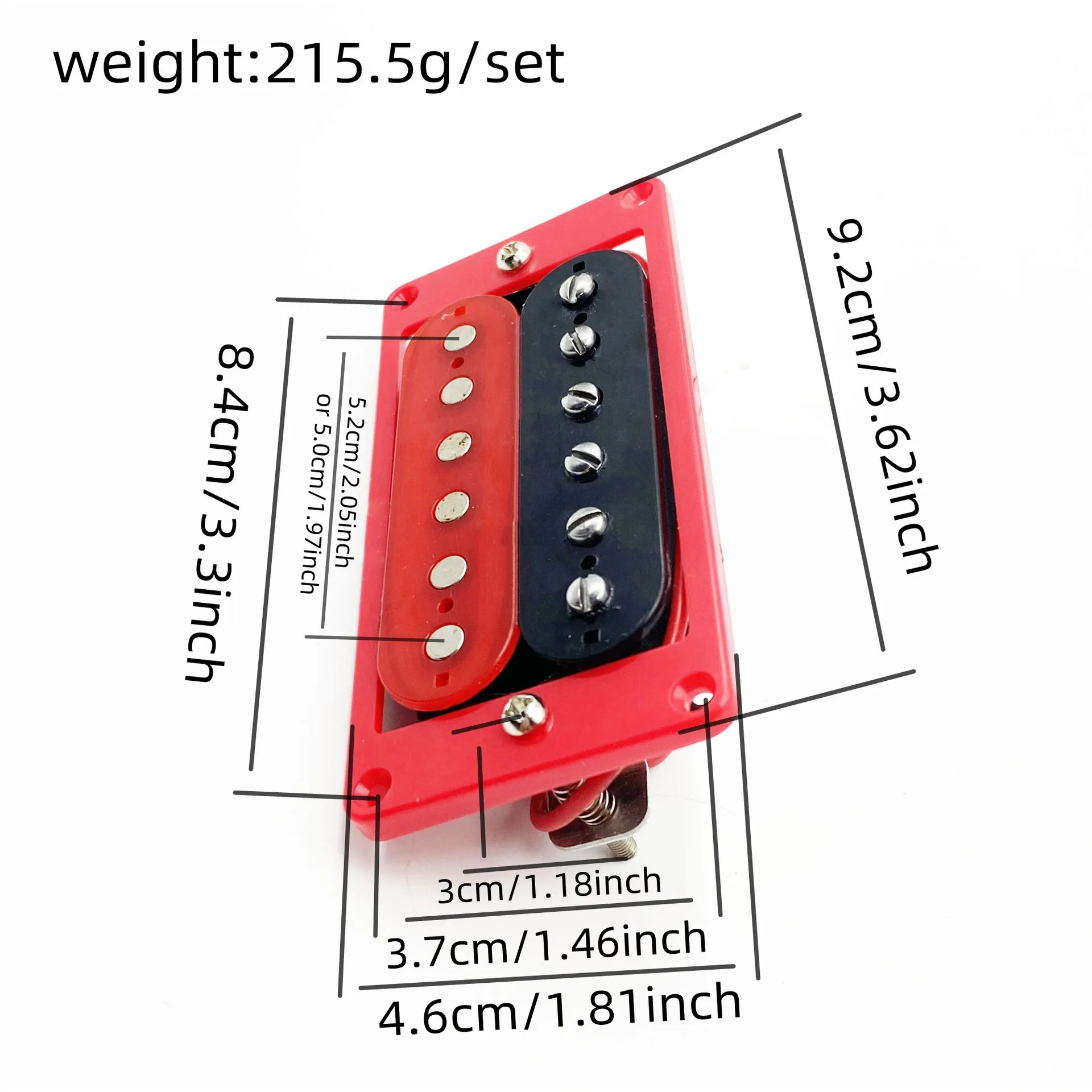 Guitar 50mm/52mm Humbucker Set 2-Wire Dual Coil Pickup Black Red Finish for Electric Guitar Neck/Bridge Position