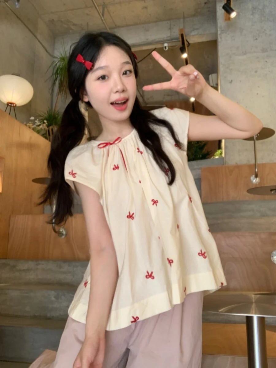

Sweet And Spicy Print ort Sve irt Women's Summer Cute Fairy Doll Top Faionable Little irt Beautiful Top