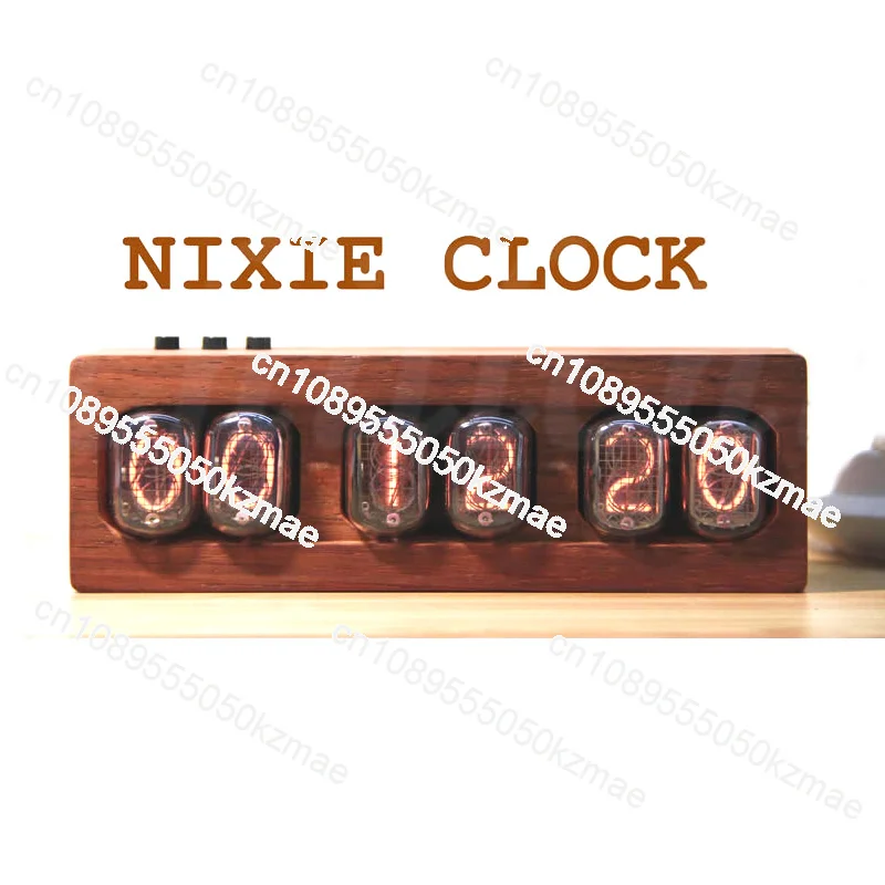 

IN12 Glow Tube Clock | Retro Rosewood Shell, Red, Creative Desktop Decoration & DIY Bookshelf Ornament