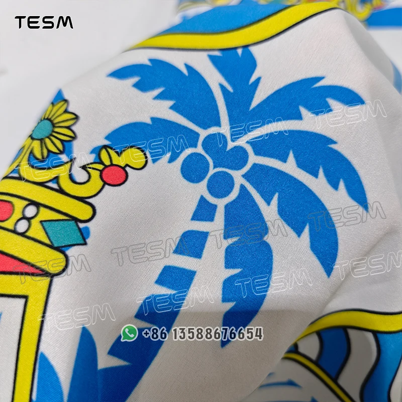 TESM الرجال درع قميص الإسبانية المشجعين الشيفون قصيرة الأكمام عارضة الأزياء سترة زر قميص الأسرة شاطئ البحر عطلة القمصان #3