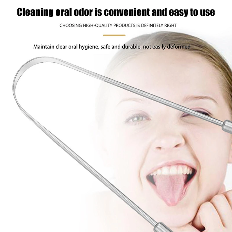 1 قطعة الفولاذ المقاوم للصدأ اللسان مكشطة U-شكل المعادن الطازجة التنفس تنظيف المغلفة اللسان فرشاة الأسنان أدوات العناية بصحة الفم #2