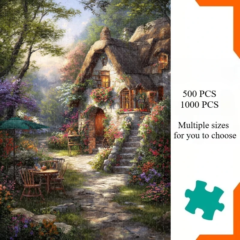 Adult Jigsaw Puzzle 1000 Pieces Puzzle Cottage Garden Paper Puzzle Decorative Painting Exercise Brain Thinking Educational Toys