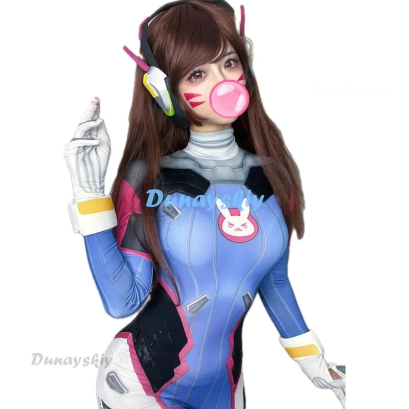 Anime Donna Tuta Collant Dva Costume Cosplay Gioco Zentai Parrucca Puntelli Cosplay Tuta per cuffie D.Va Cos Costumi di Halloween per feste