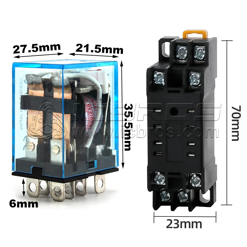 Imagem -02 - Eletrônico Micro Mini Relé Eletromagnético 10conjunto Ly2nj Hh62p Hhc68a2z 8pin Bobina Dpdt ac dc 12v 24v 36v 48v 110v 220v 380v Grupo 10