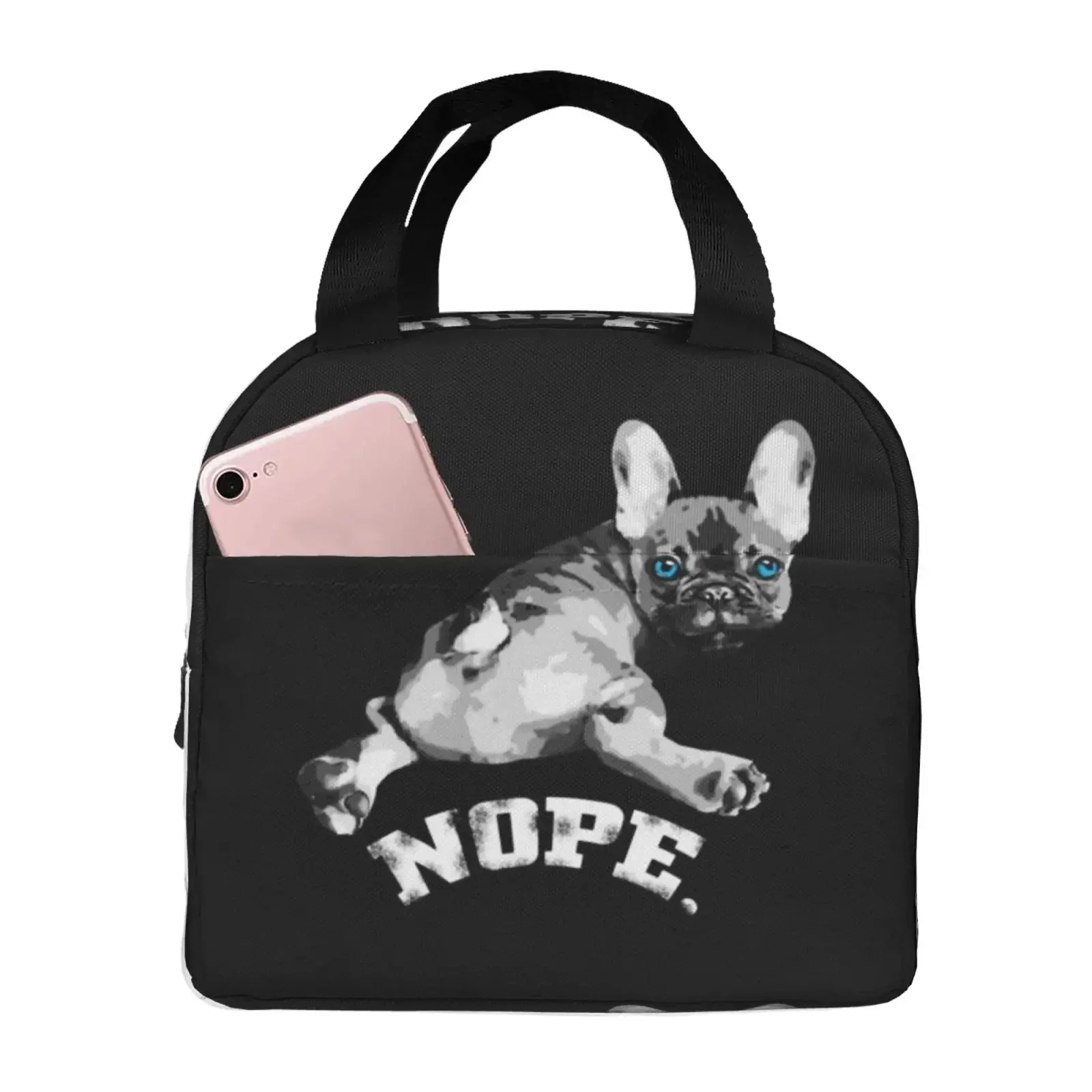 Funny French Bulldog Print Lunch Bags Insulated Bento Box Lunch Tote Leakproof Picnic Bags Thermal Bag for Woman Girl School