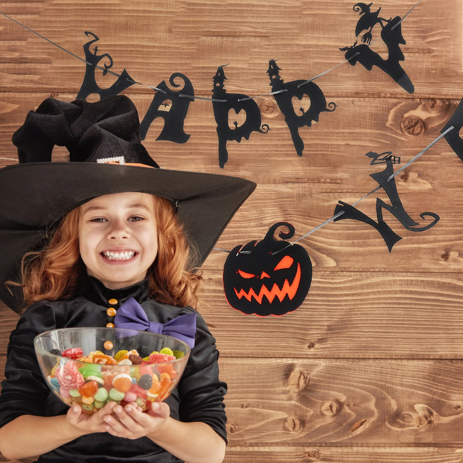 

1Set Halloween Banner Happy Halloween Party Nonwoven Hanging Garland Banner Decoration Home Office Indoor Outdoor Decor