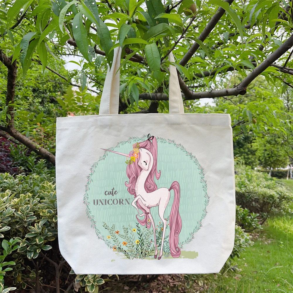 Cute Unicorn Tote Bag for Women Large Capacity Shopping Bag Lightweight School Books Bag Casual Shoulder Bags Girls Hand bag