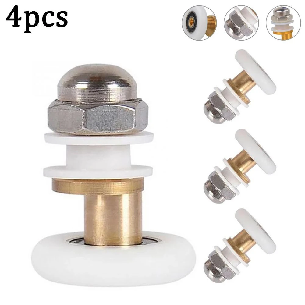 

4pcs Shower Door Rollers for Sliding Glass Doors Nylon and Brass Construction Smooth Operation for Shower Enclosures