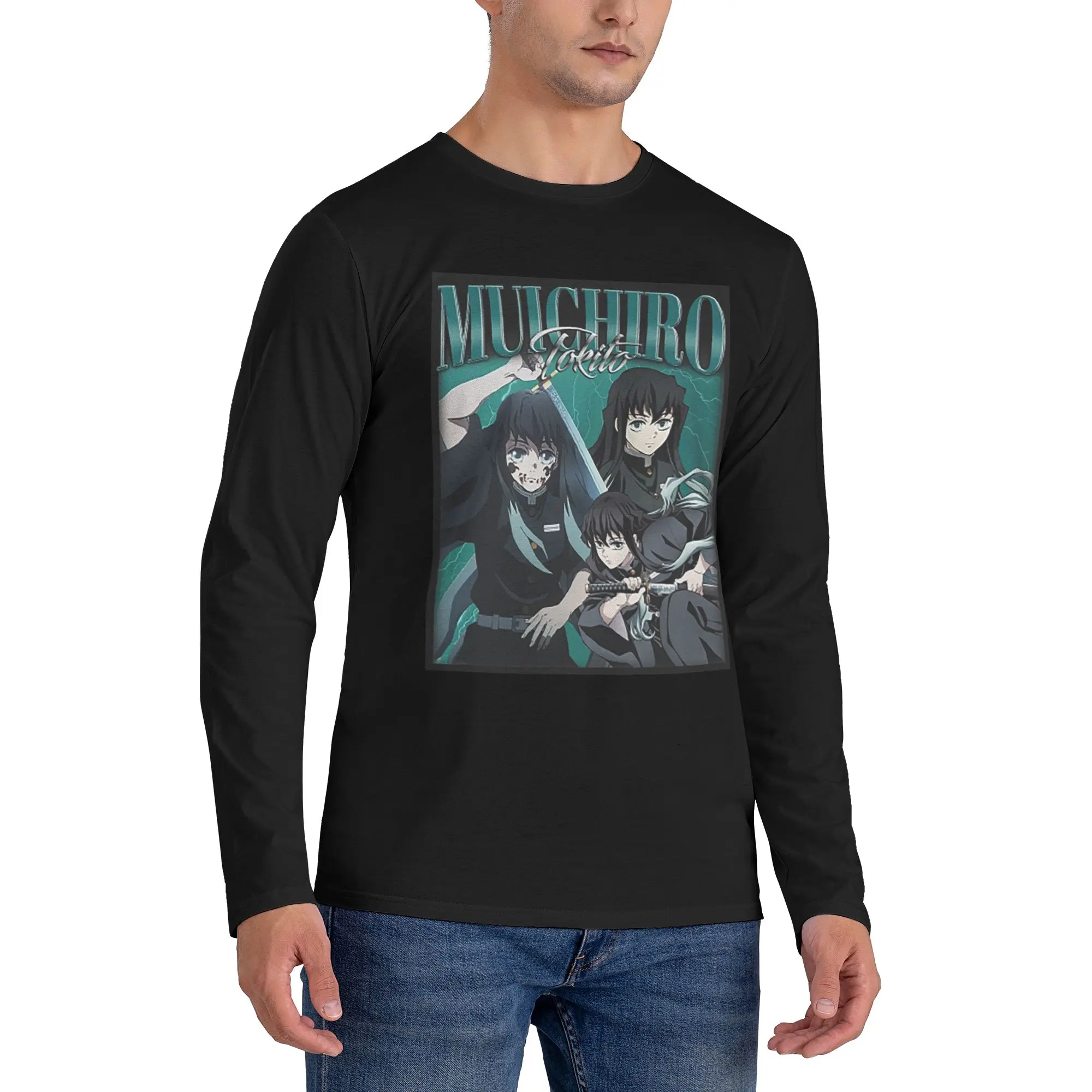 

Мужская футболка с длинными рукавами muichiro tokito, модные футболки с круглым вырезом, весенне-осенние мужские топы