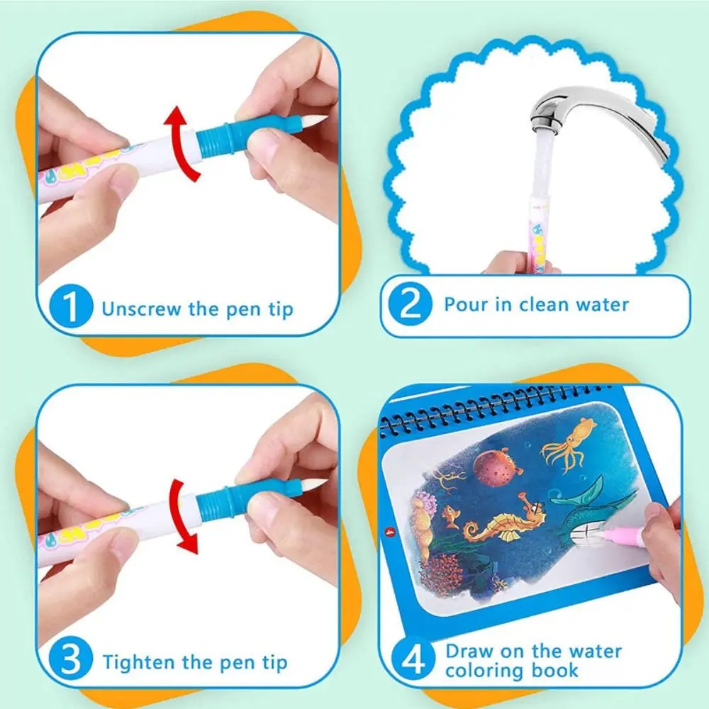 New Reusable Magic Water Coloring Book DIY Kindgarten Graffiti Painting Drawing Toys Sensory Toys For Kids Early Montessori Toy