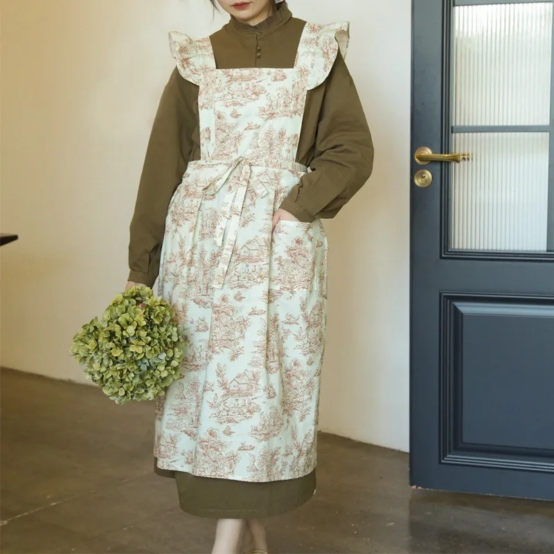 

1pcs Korean Style Household Apron Household Anti-fouling Cotton Apron Multi-functional Apron Gardening Work Clothes