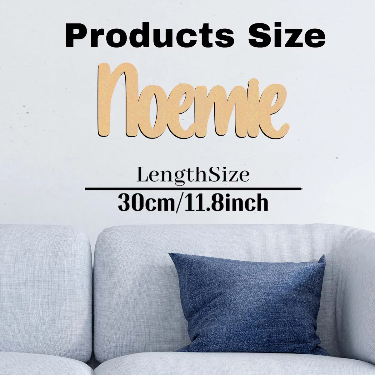 1 Stück Noemie-Beispiel: Langlebiges, personalisiertes Holzschild, Holzplakette, lasergeschnittenes Schild aus unbehandeltem Holz zum Bemalen oder Glitzern