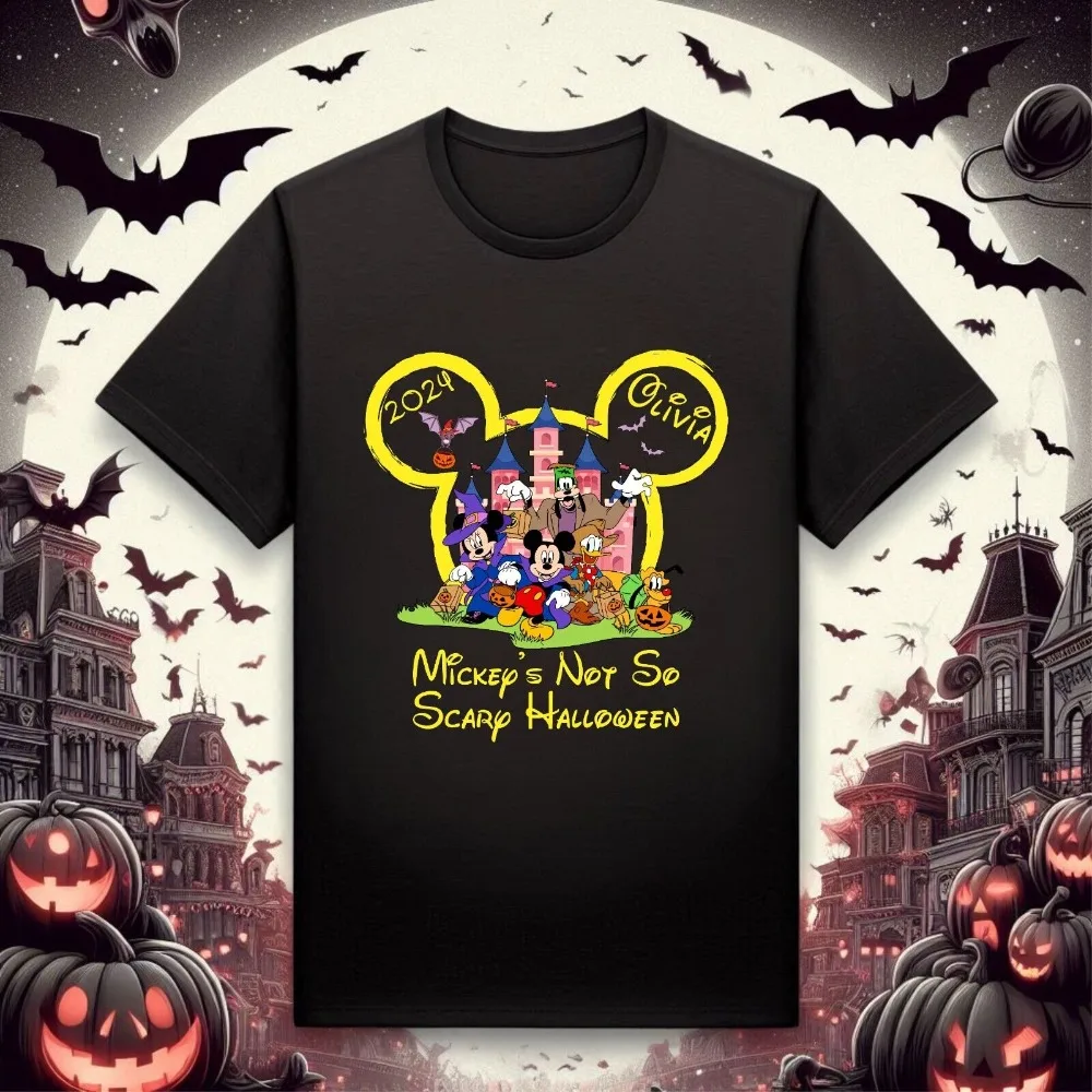 Hot Sale Personalized Disneyland T-Shirt Happy Halloween Mickey Minnie Mouse T-Shirt Graphic Top 100% Cotton Soft Unisex Top