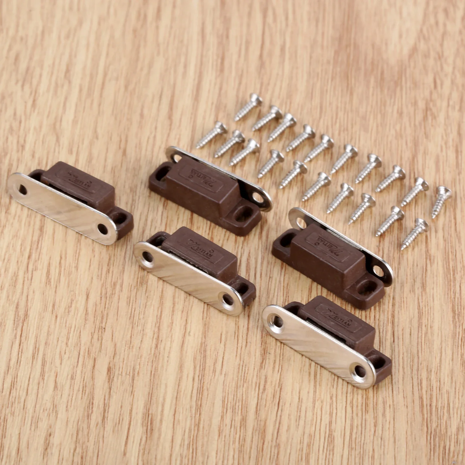 5 Cái/lốc Từ Tính Bắt W/Ốc Vít Nhỏ Kim Loại Cửa Tủ Tủ Ngăn Ngừa Bảo Vệ 27Mm X 10Mm Trắng/Nâu Mini Chặn