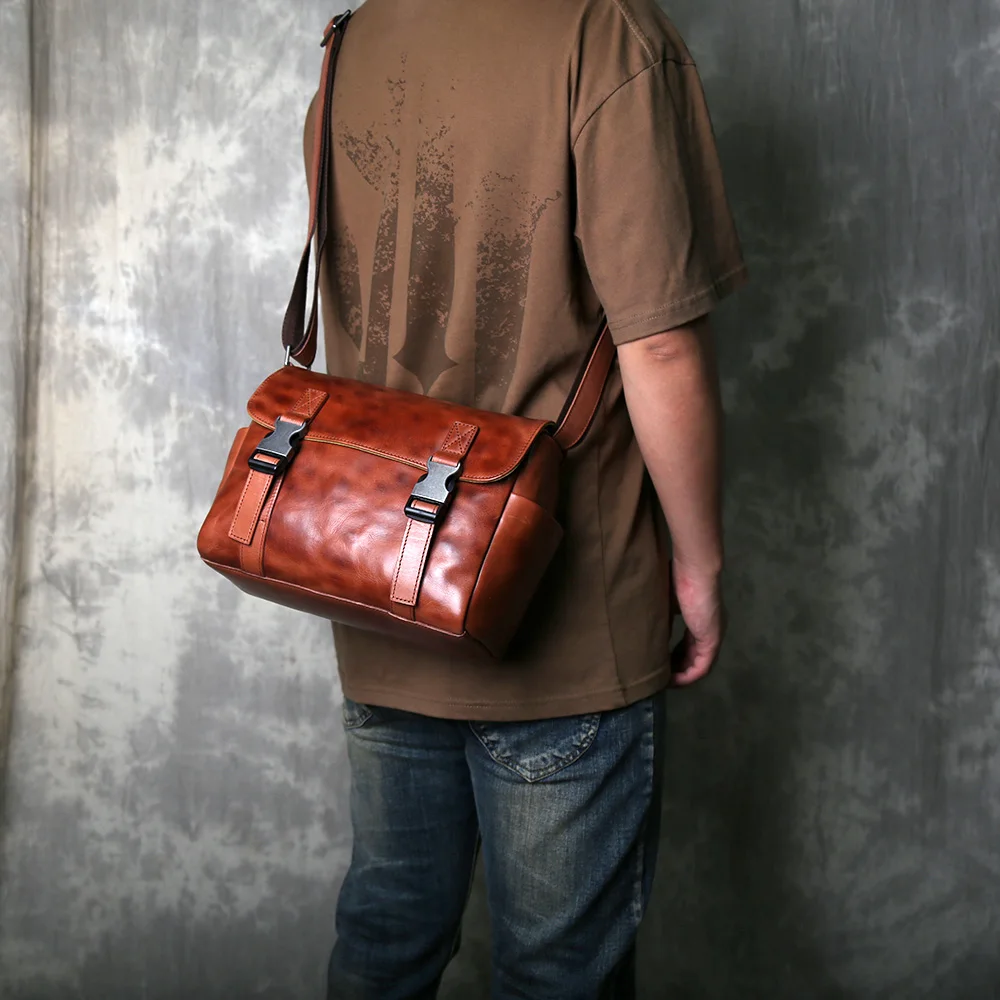 حقائب جلدية للرجال جلد البقر الأصلي حقيبة كتف مفردة حقيبة كروسبودي حقيبة يد كاجوال عصرية حقيبة كامبريدج حقيبة بريد ريترو عصرية #2