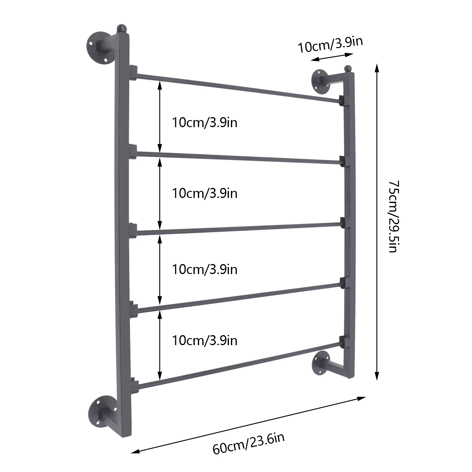 LOYALHEARTDY Wall Mounted Display Rack 5-Layer Tie Scarf Rack Belt Towel Holder Ribbons Rack Wrapping Paper Ribbon Organizer