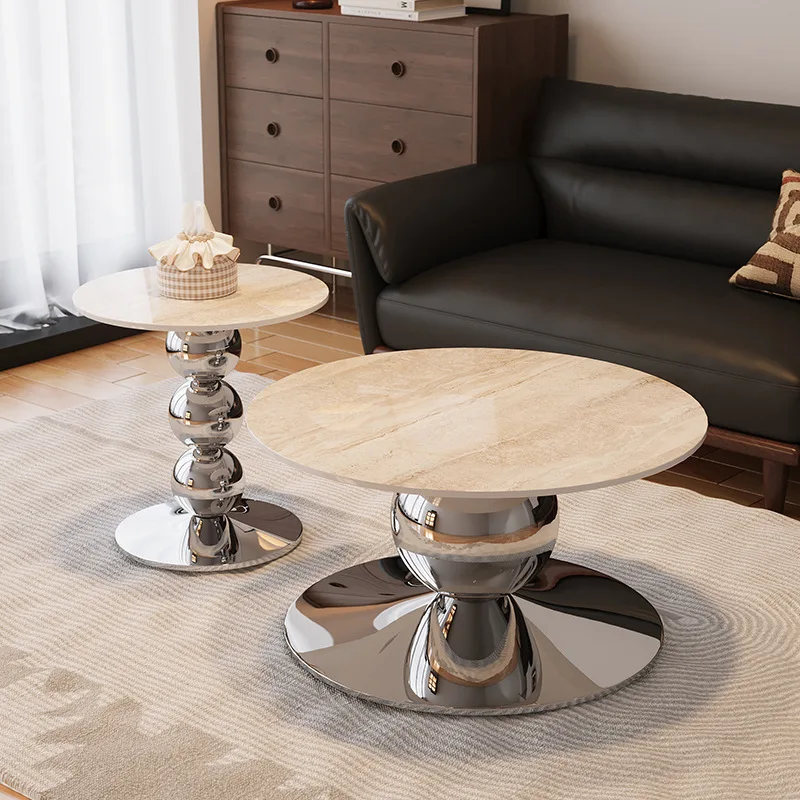Coffee table Italian minimalist home living room round design creative flying saucer tea table luxury stone material