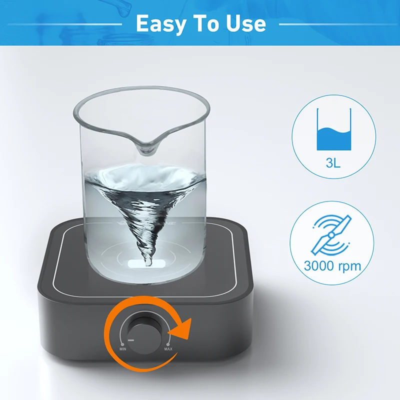 Westtune Lab USB Magnetic Stirrer 3000RPM, 5W Brushless Motor, Rechargeable/Silent for Chemical/Experimental, Long Runtime
