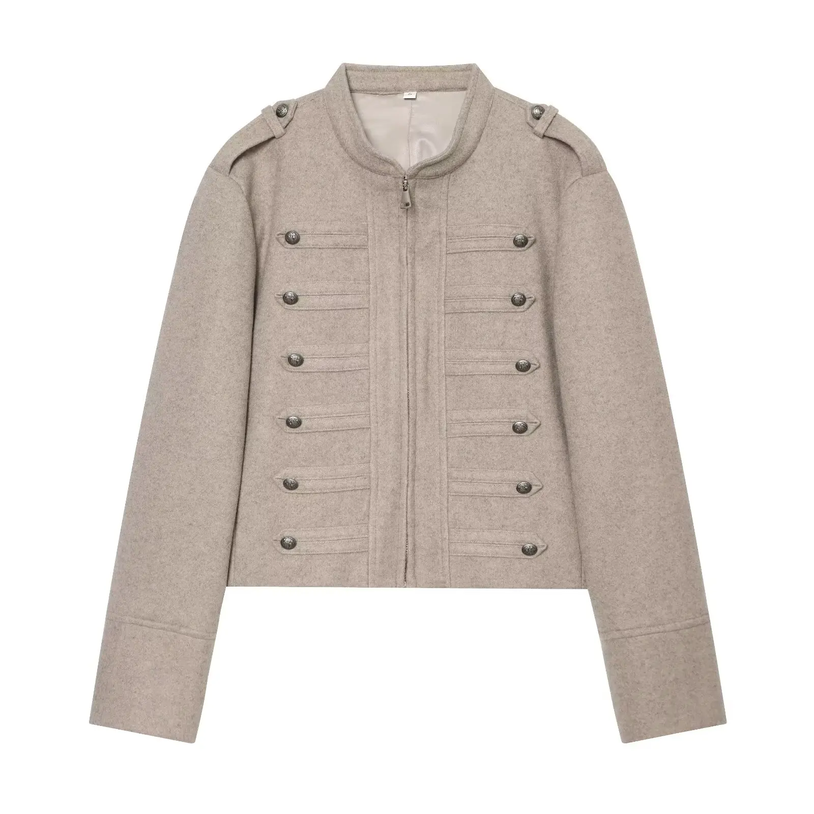 2026 Autumn Winter Women's Elegant Napoleon Button Y2K Punk Tweed Woolen Jackets Lady Vintage Chic Street Short Coats Crop Top