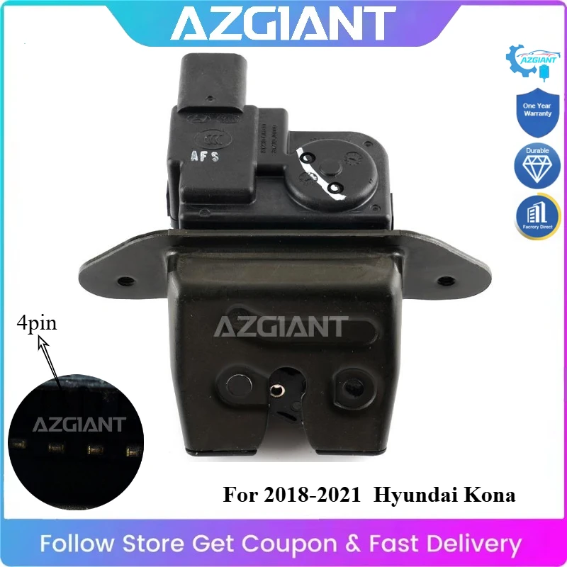 

AZGIANT Tailgate Lock Back Door Lock for Hyundai Kona Rear Trunk Lid Lock #81230-J9000 4Pin Durable Auto Parts