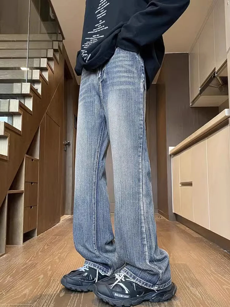 

Waed Vintage Men's Jeans Loose Straight Leg Long Pants American Sle High Street Spring Autumn Wear Resistant Micro Stretch