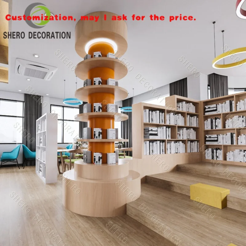 custom.Complete Set Bookstore Furniture Including Library Bookcases and Library Reading Table