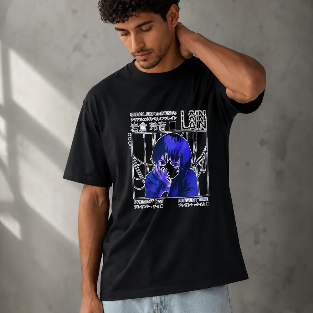 Serial Experiments Lain Iwakura Punk Anime Graphic Modal T‑Shirt Soft Lightweight Retro Otaku Manga Casual Streetwear Tops
