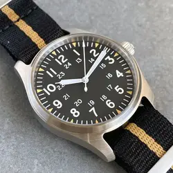 Tandorio Retro Pilot 39mm Watch NH35 PT5000 2OATM Luminous Diving Automatic Movement Men's Watches Sapphire Glass Brushed