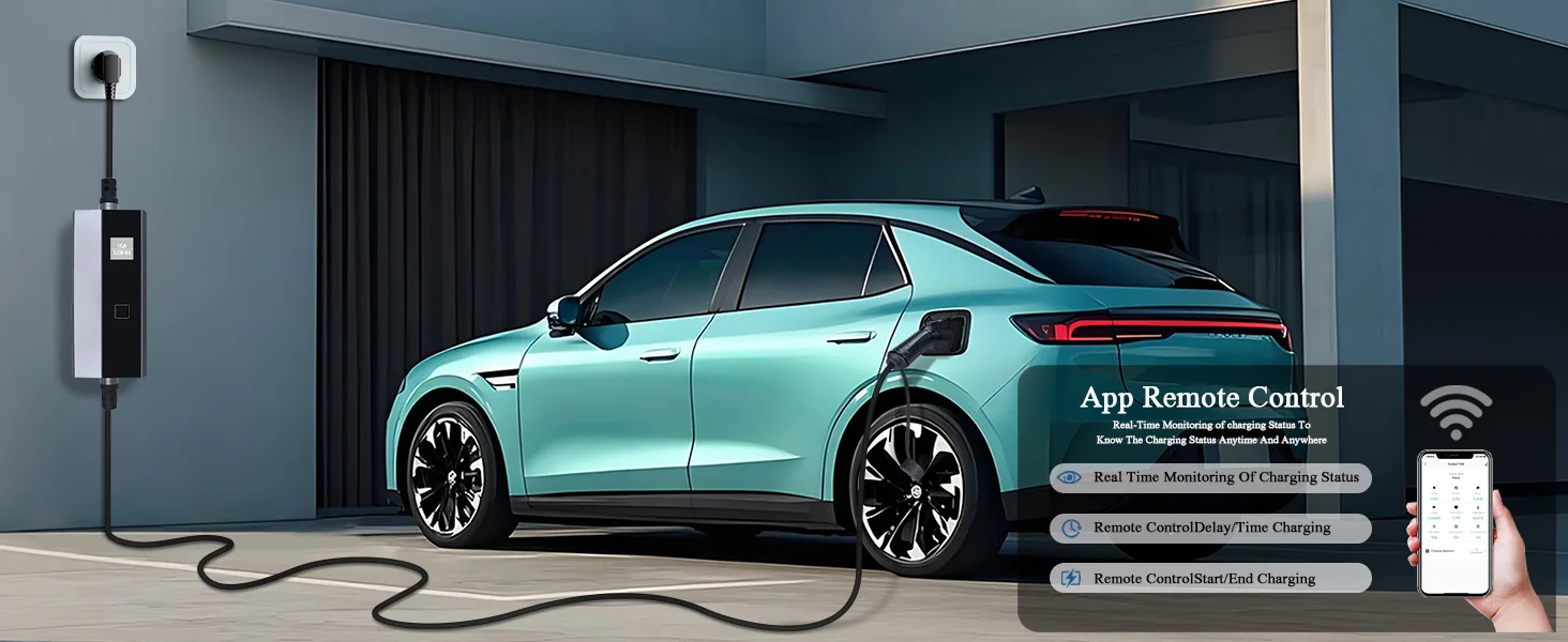 Kolanky Tragbares EV-Ladegerät, 16 A, 1P, 3,6 kW, Zeitverzögerung, Heimladung für Elektrofahrzeuge, Autos, insgesamt 5 m – Detail 2