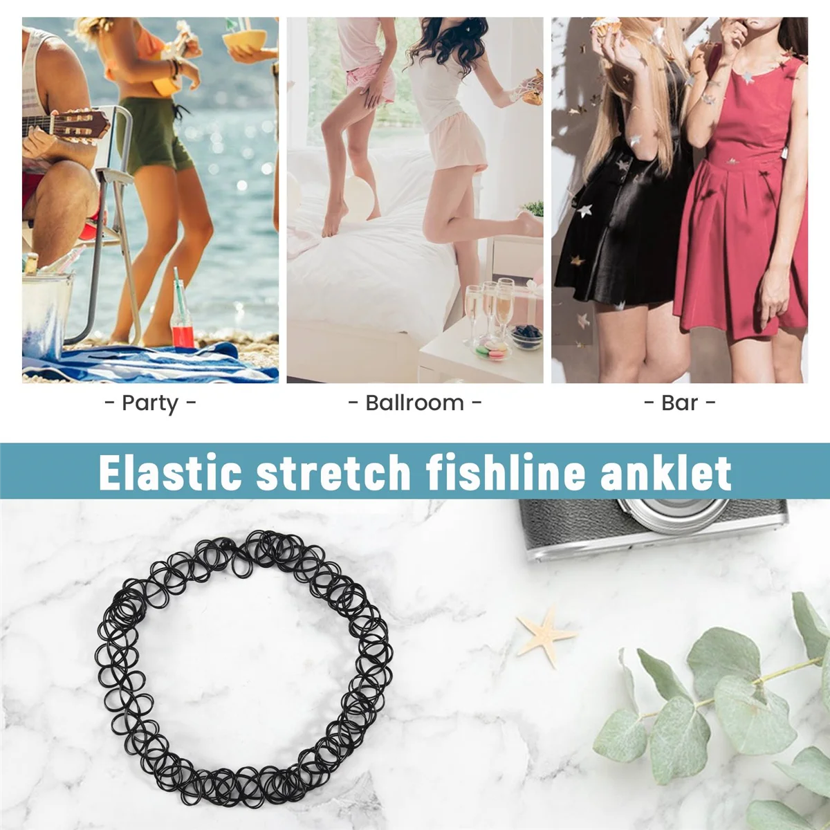 Vintage Tattoo Black Elastic Stretch Anklet Ankle Bracelet Retro Henna