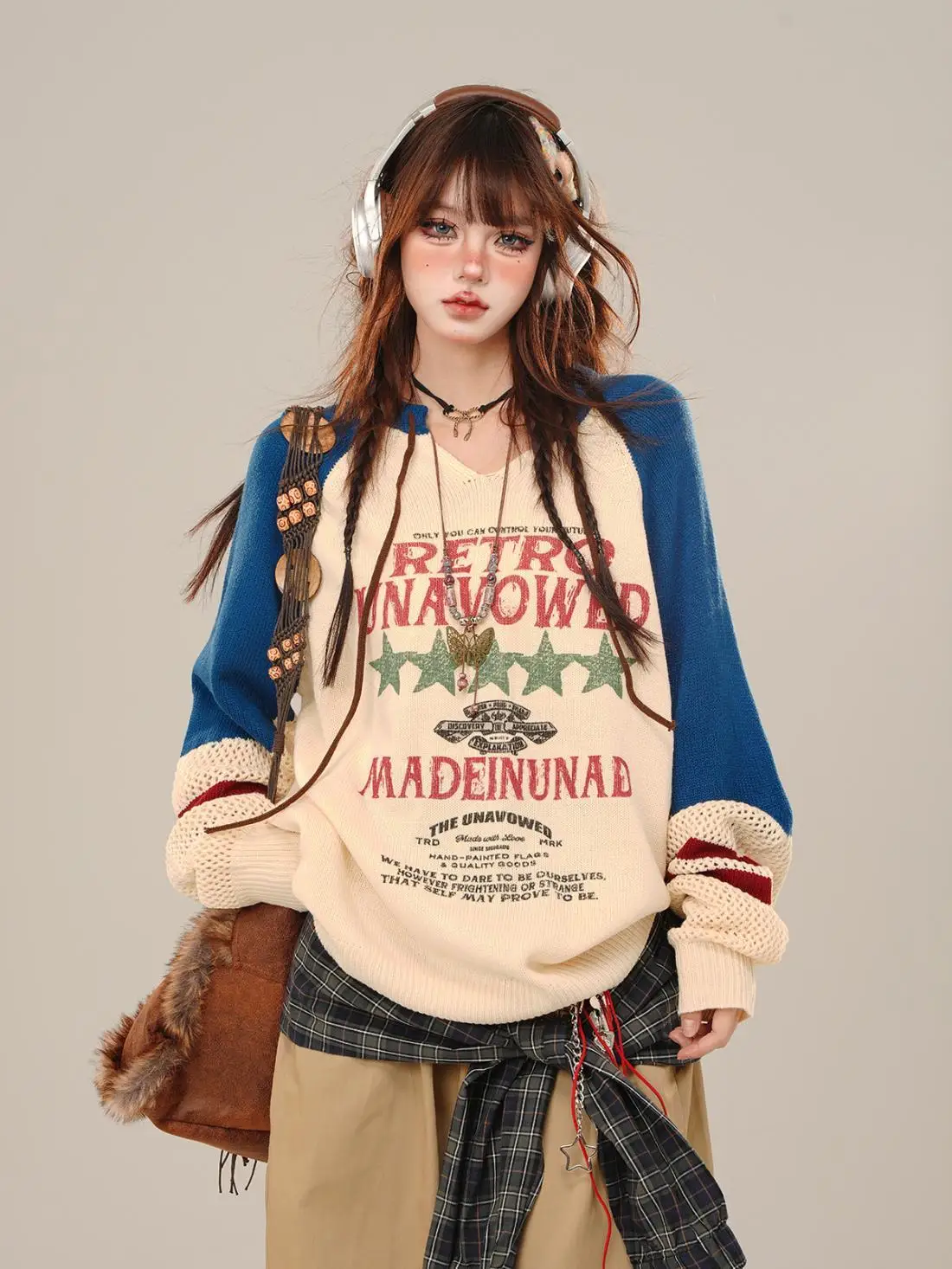 College Style Sweater For Women In Autumn Loose Slim And Lazy Hollow Top 2025 New