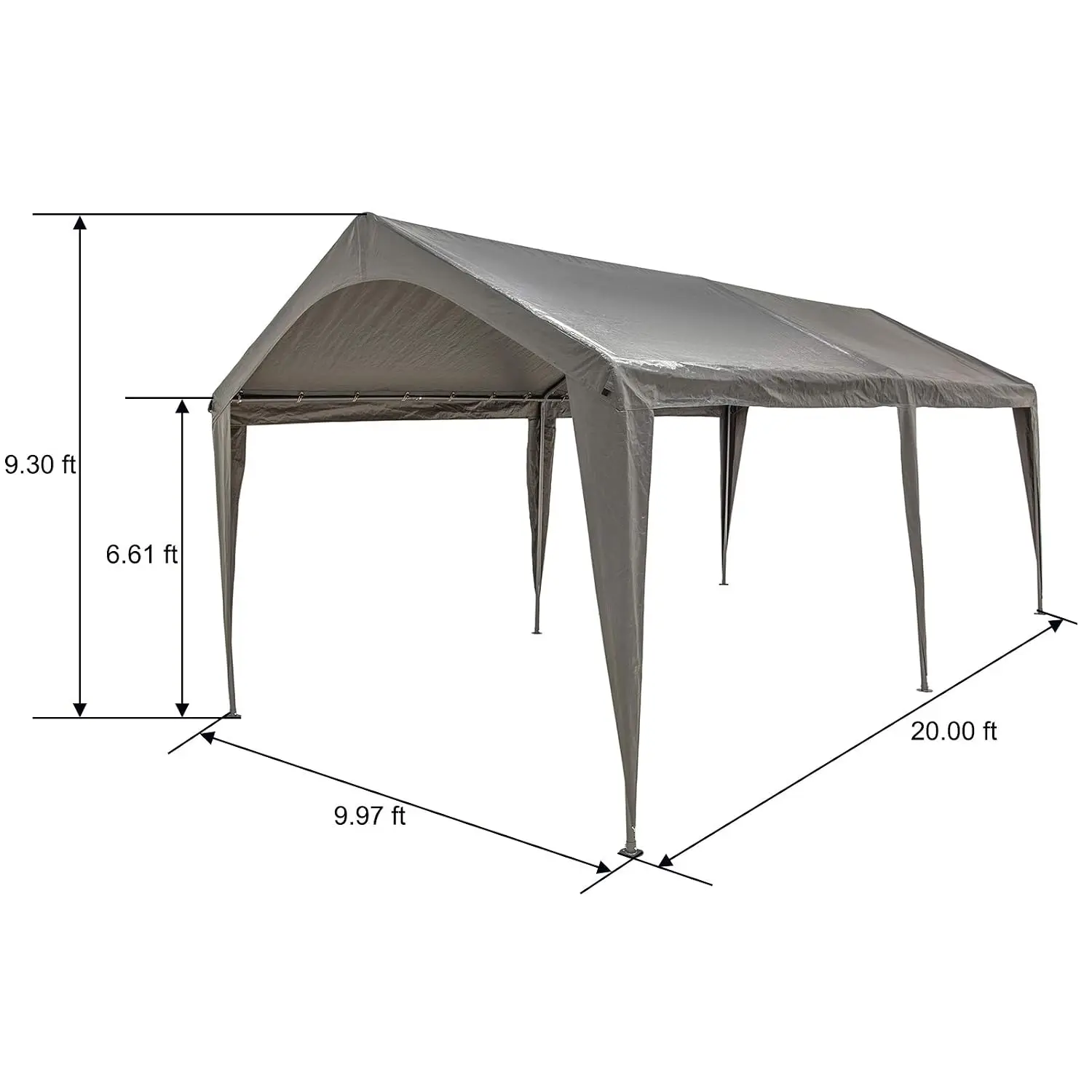 10x20 Ft Heavy Duty Carport Canopy Outdoor PE Fabric UV Waterproof Rust-Resistant Steel Frame for Car Boat Storage, Customized view 6